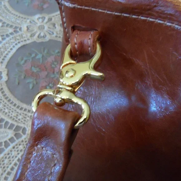 Satchel Savannah Ga Custom Made Saddle Brown Leather Foldover Crossbody Bag - Picture 13 of 15